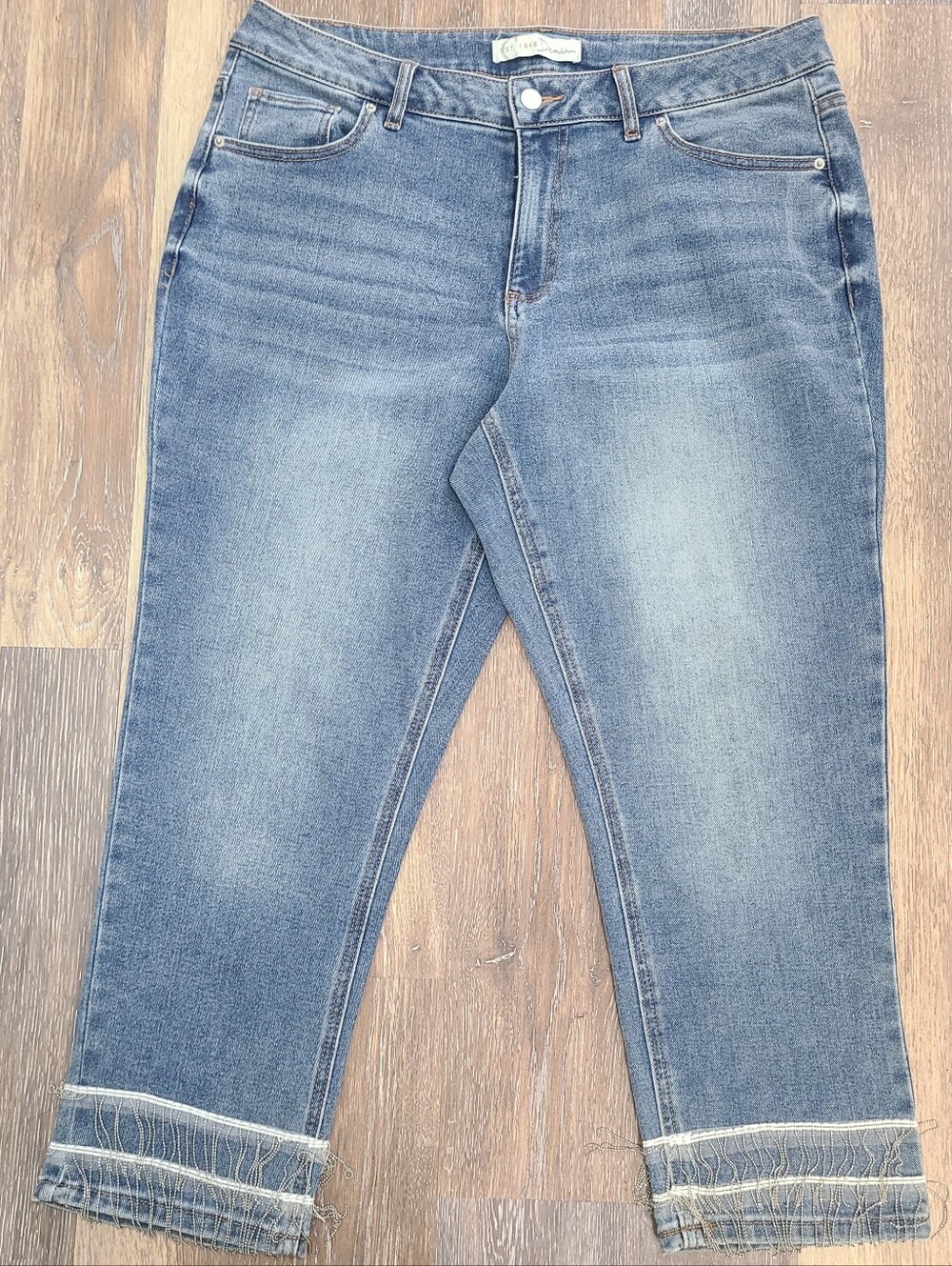 Est. 1946 Denim Beaded Fringe Capri Jeans Size 16WP